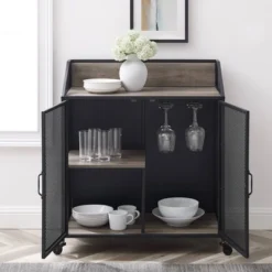 Urban Industrial Metal Mesh Bar Cart With Wheels - Saracina Home -Saracina Home Sales Store GUEST ff406dda d620 4228 9ca2 9466e7b28653