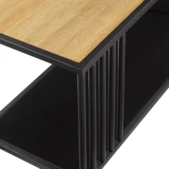 55.5" Modern 4 Shelf With Metal Bar Room Divider Bookcase Coastal Oak/Black - Saracina Home 13 55.5" Modern 4 Shelf With Metal Bar Room Divider Bookcase Coastal Oak/Black - Saracina Home -Saracina Home Sales Store GUEST ffa6e104 97bb 4319 b27b 600bbe750d80